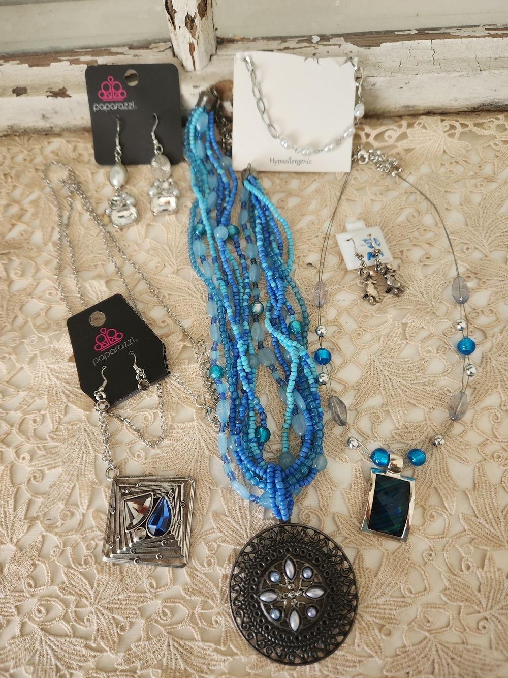 Paparazzi Blue Multi-Strand Beaded Necklace - Layered Turquoise Statement Bundle